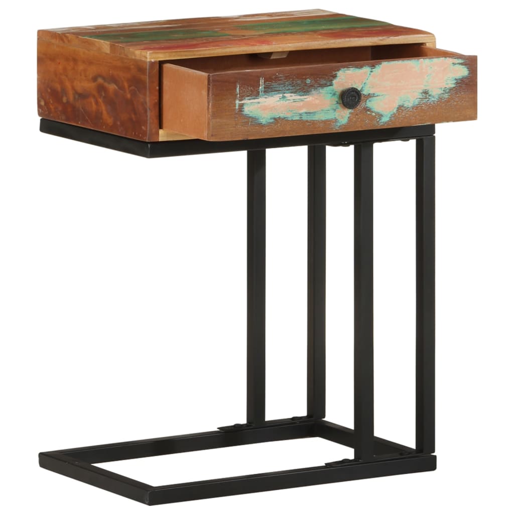 Tavolino Laterale a Forma di U 45x30x61 cm in Legno di Recupero - homemem39