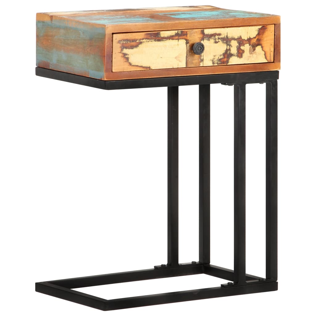 Tavolino Laterale a Forma di U 45x30x61 cm in Legno di Recupero - homemem39