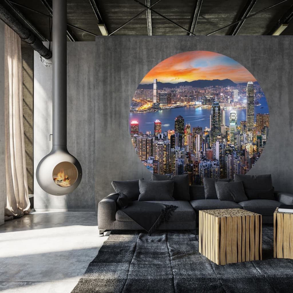 WallArt Cerchio Carta da Parati Skyline by Night 190 cm - homemem39