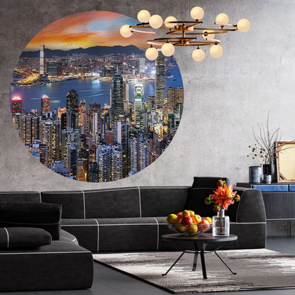 WallArt Cerchio Carta da Parati Skyline by Night 190 cm - homemem39