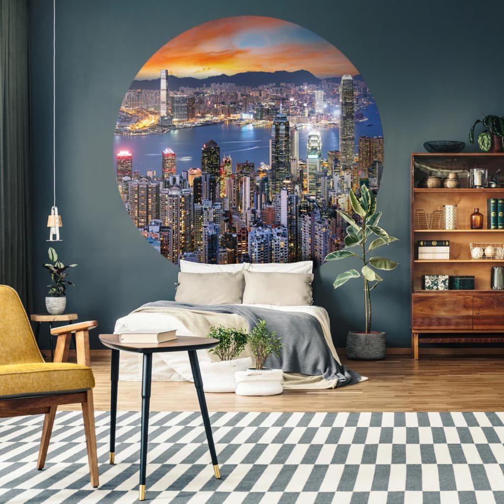 WallArt Cerchio Carta da Parati Skyline by Night 190 cm - homemem39