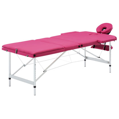 Lettino da Massaggio a 3 Sezioni in Alluminio Rosa - homemem39