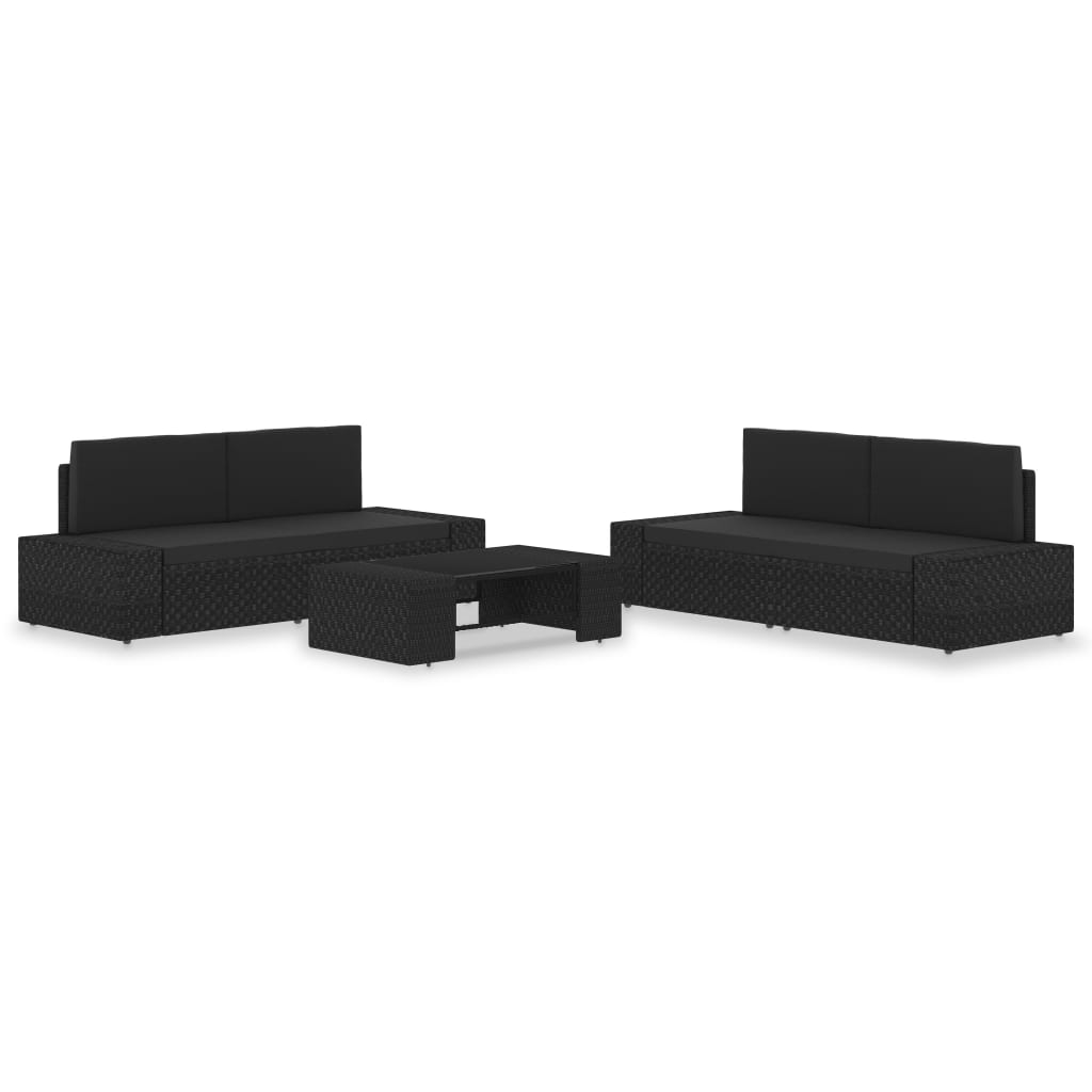 Set Divani da Giardino 5 pz in Polyrattan Nero - homemem39