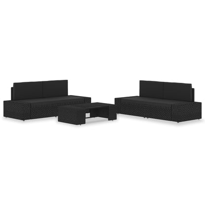 Set Divani da Giardino 5 pz in Polyrattan Nero - homemem39