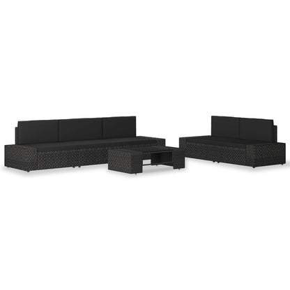 Set Divani da Giardino 6 pz in Polyrattan Nero - homemem39