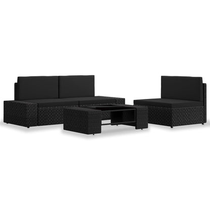 Set Divani da Giardino 4 pz in Polyrattan Nero - homemem39