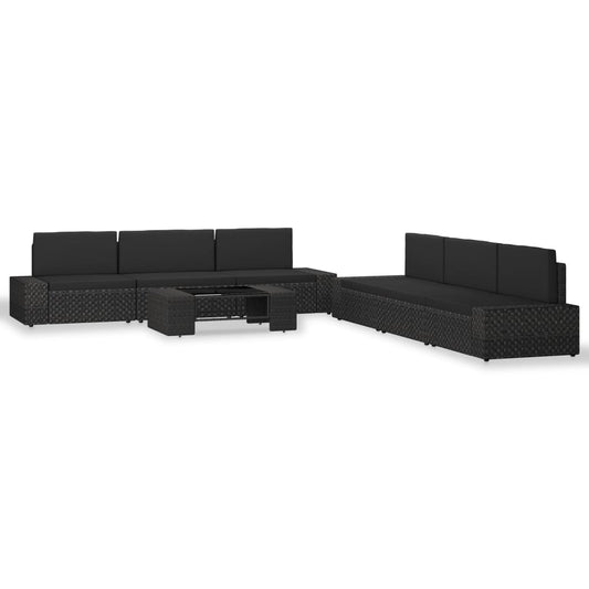 Set Divani da Giardino 7 pz in Polyrattan Nero - homemem39