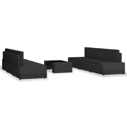 Set Divani da Giardino 7 pz in Polyrattan Nero - homemem39