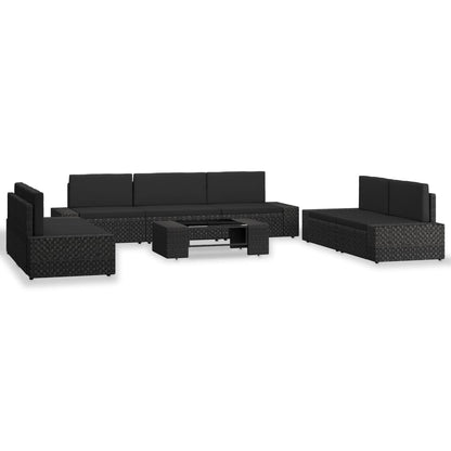 Set Divani da Giardino 8 pz in Polyrattan Nero - homemem39