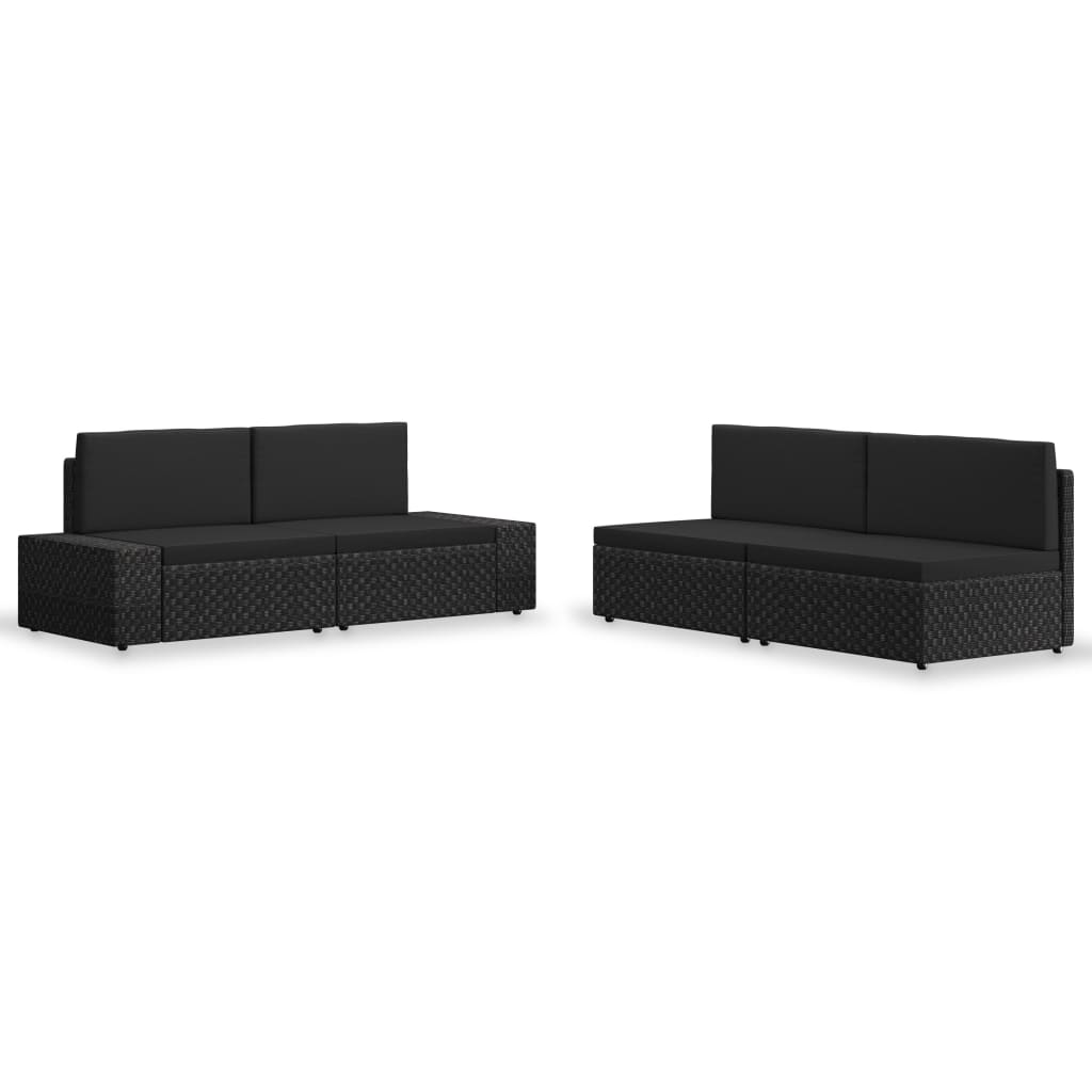 Set Divani da Giardino 4 pz in Polyrattan Nero - homemem39