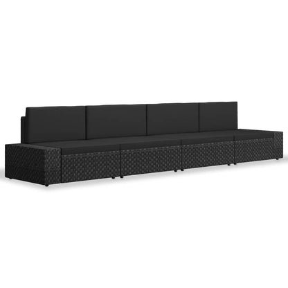 Set Divani da Giardino 4 pz in Polyrattan Nero - homemem39