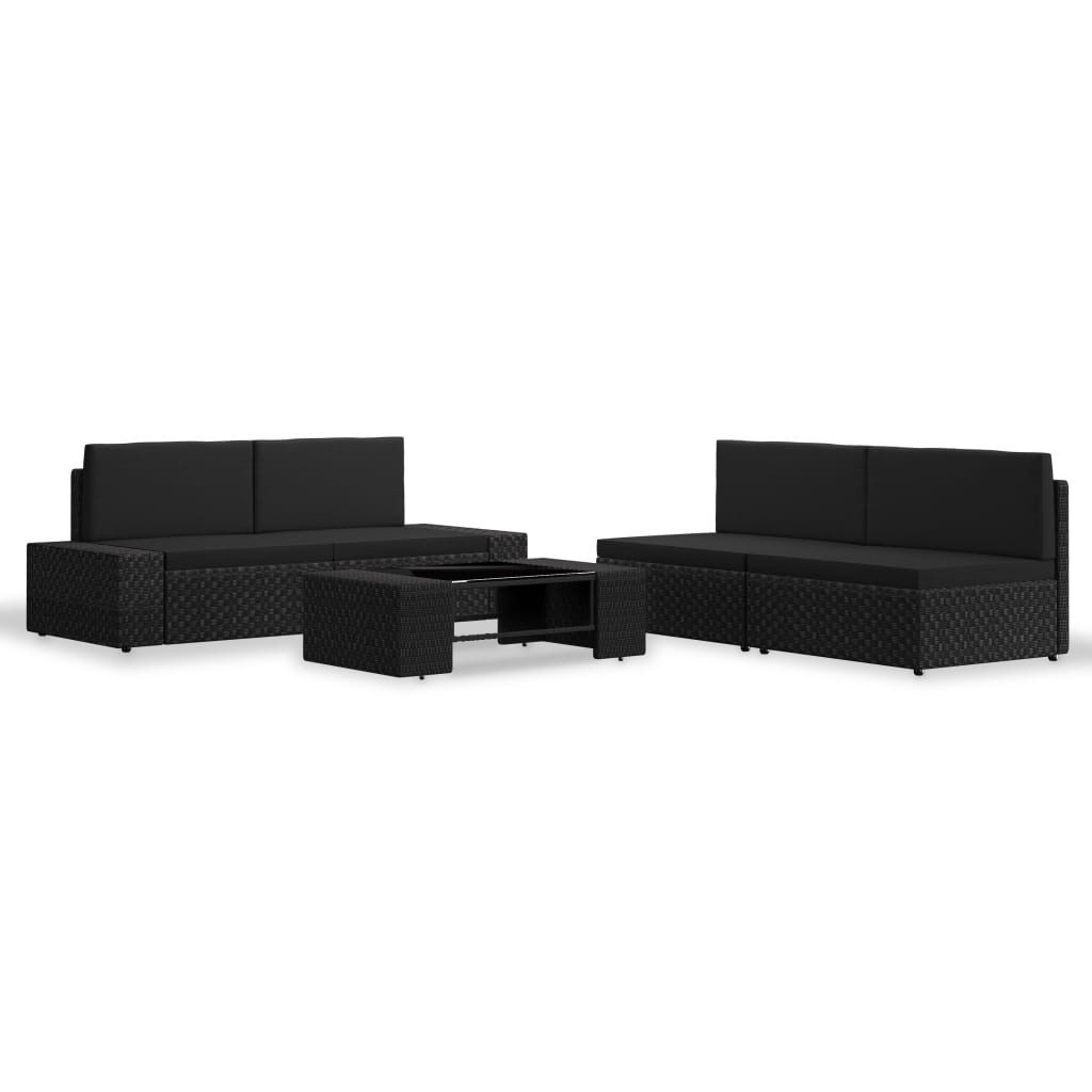 Set Divani da Giardino 5 pz in Polyrattan Nero - homemem39