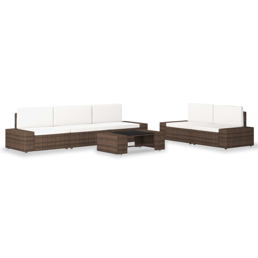 Set Divani da Giardino 6 pz in Polyrattan Marrone - homemem39