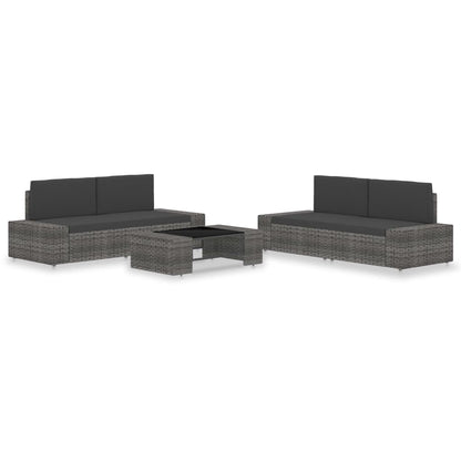 Set Divani da Giardino 5 pz in Polyrattan Grigio - homemem39