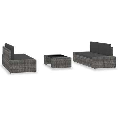 Set Divani da Giardino 5 pz in Polyrattan Grigio - homemem39