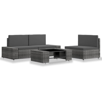 Set Divani da Giardino 4 pz in Polyrattan Grigio - homemem39