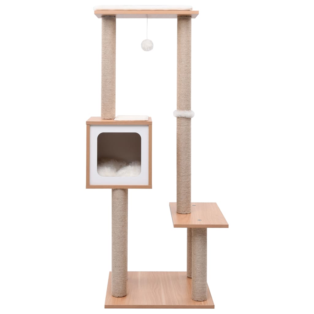 Albero per Gatti con Tappeto Tiragraffi in Sisal 129 cm - homemem39