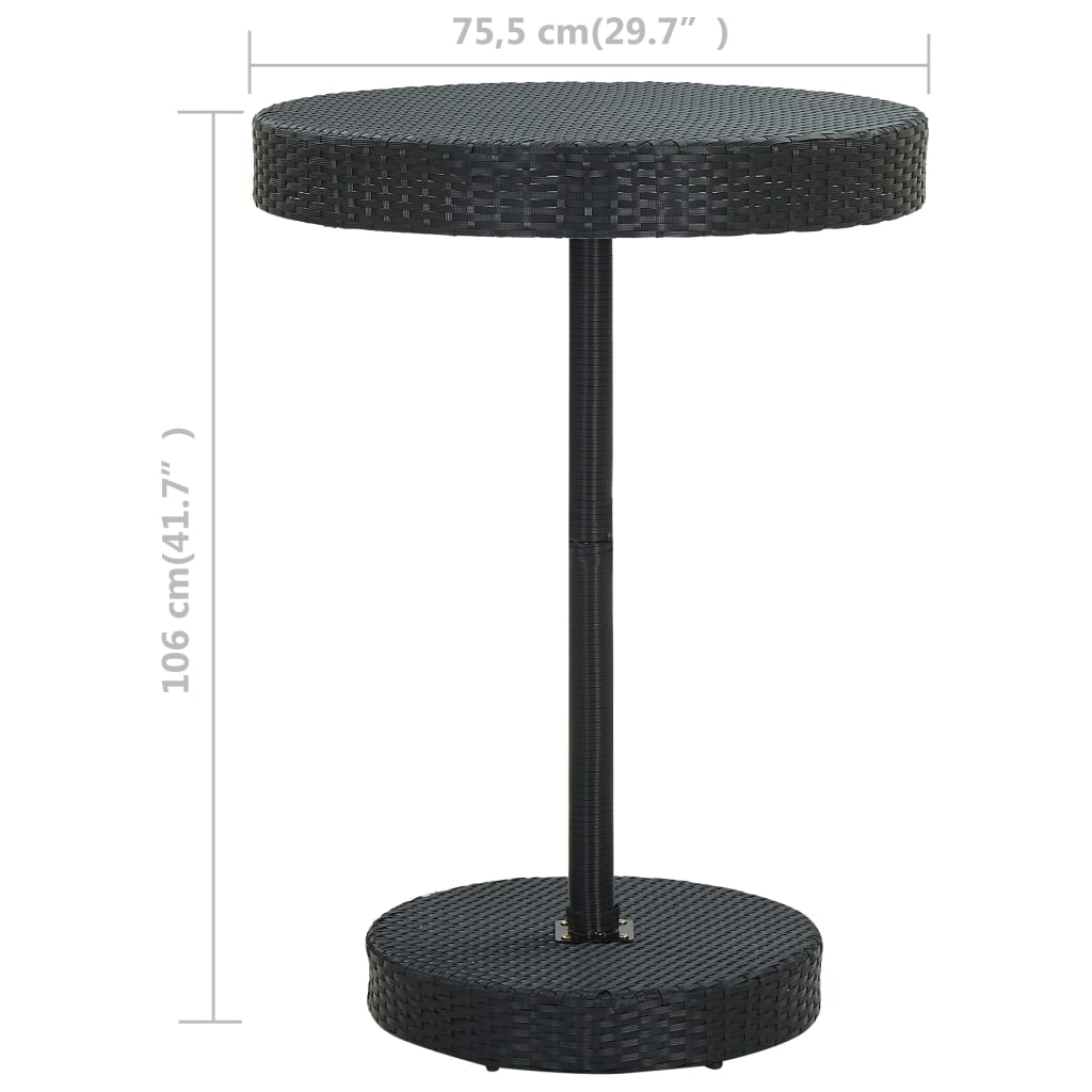 Tavolo da Giardino Nero 75,5x106 cm in Polyrattan - homemem39