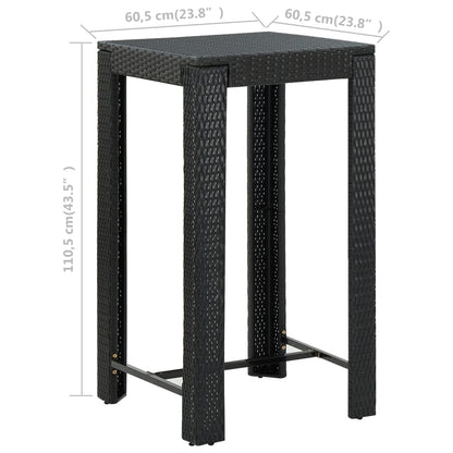 Tavolo da Bar da Giardino Nero 60,5x60,5x110,5 cm Polyrattan - homemem39