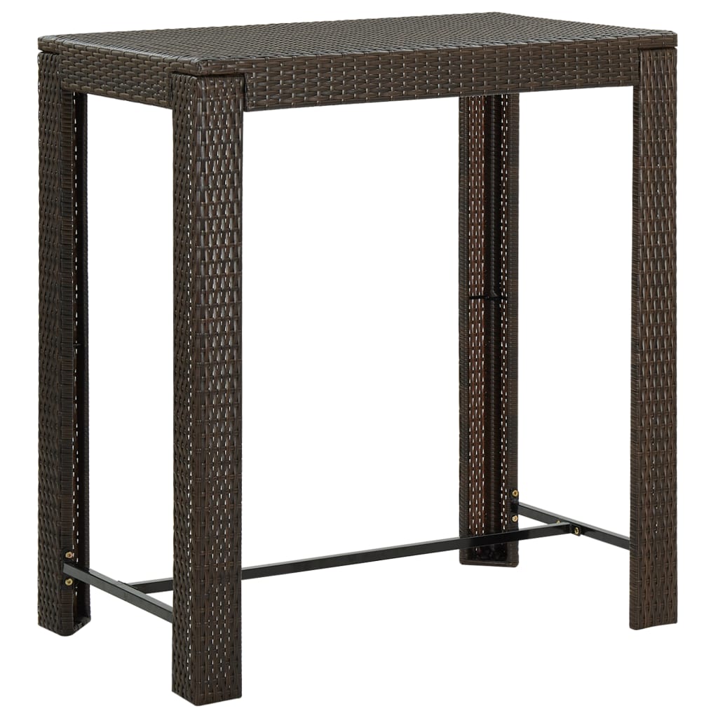 Tavolo da Bar da Giardino Marrone 100x60,5x110,5 cm Polyrattan - homemem39