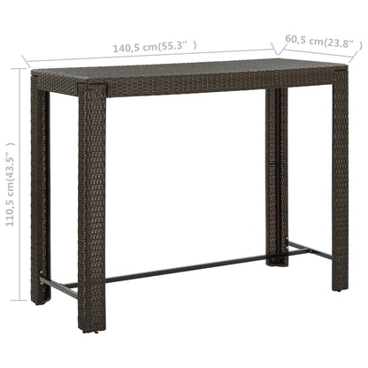 Tavolo Bar da Giardino Marrone 140,5x60,5x110,5 cm Polyrattan - homemem39