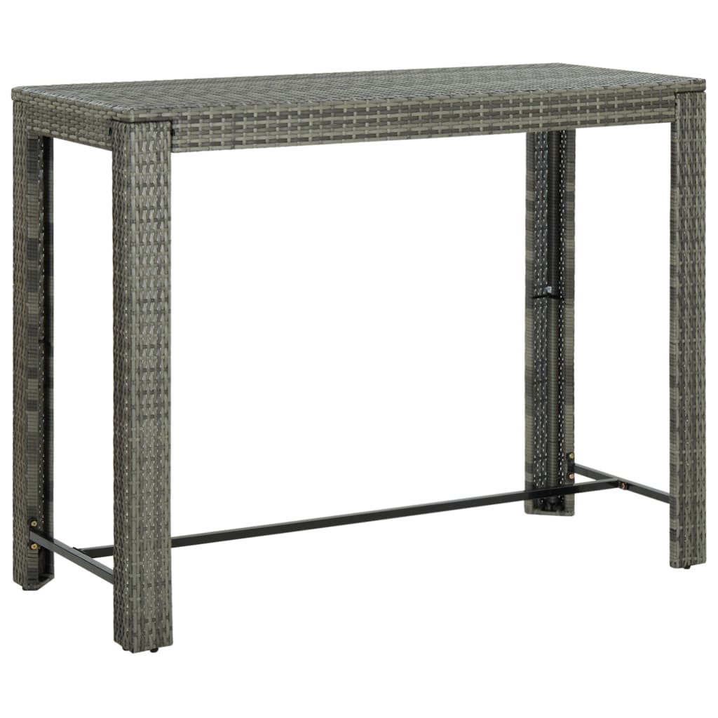 Tavolo Bar da Giardino Grigio 140,5x60,5x110,5 cm in Polyrattan - homemem39