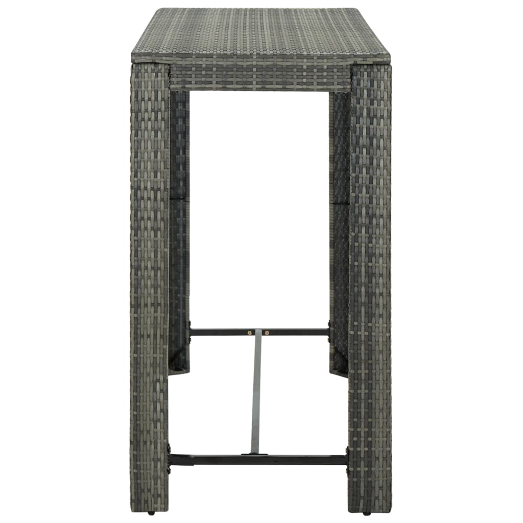 Tavolo Bar da Giardino Grigio 140,5x60,5x110,5 cm in Polyrattan - homemem39