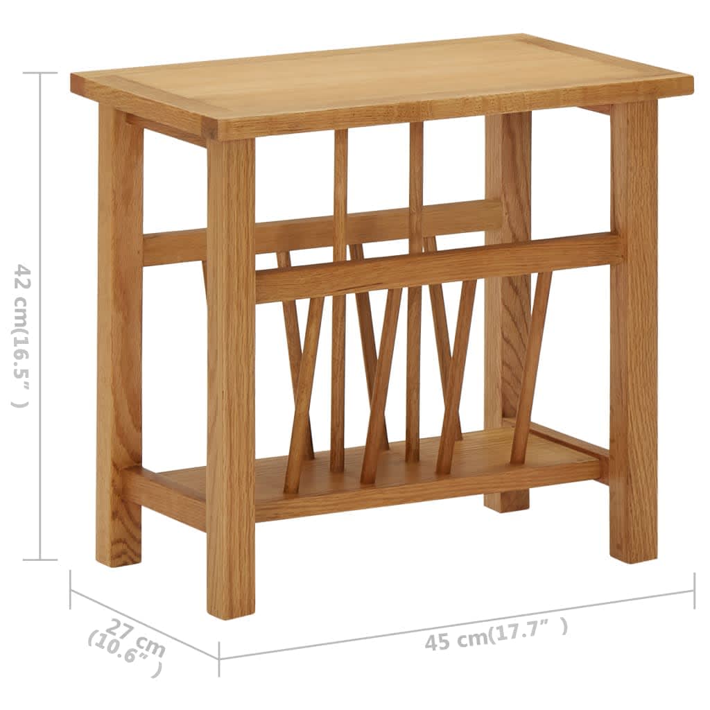 Tavolino con Portariviste 45x27x42 cm Massello di Rovere - homemem39