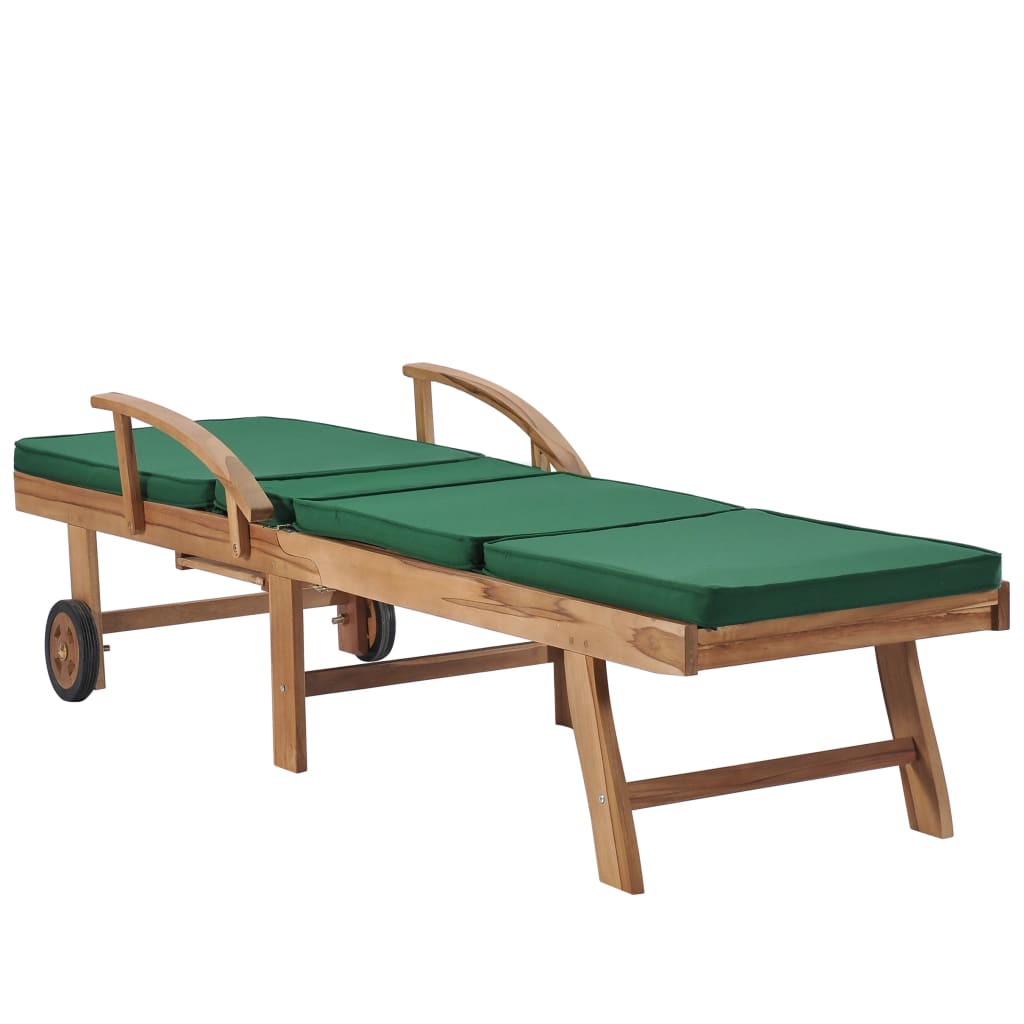 Lettini Prendisole con Cuscini 2 pz in Legno di Teak Verde - homemem39