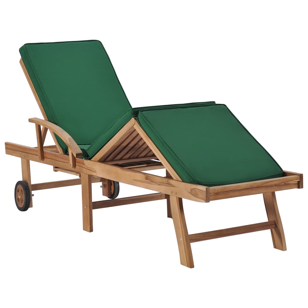 Lettini Prendisole con Cuscini 2 pz in Legno di Teak Verde - homemem39