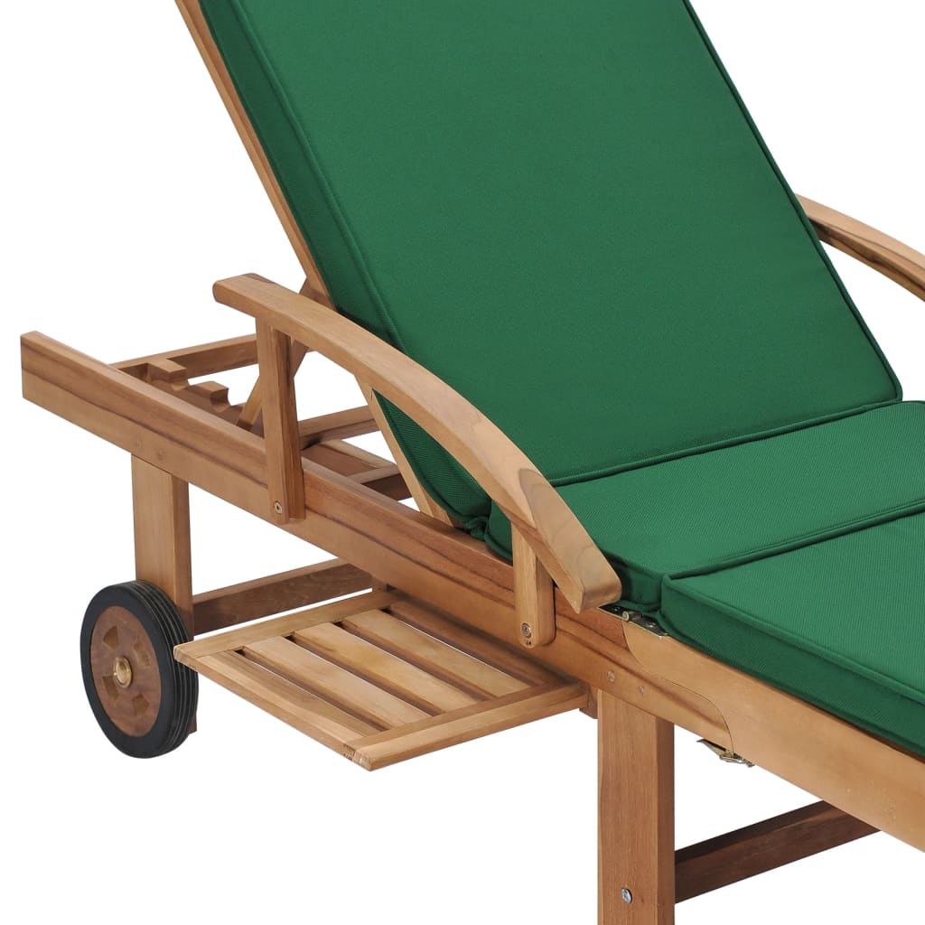 Lettini Prendisole con Cuscini 2 pz in Legno di Teak Verde - homemem39