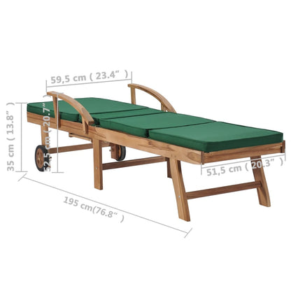 Lettini Prendisole con Cuscini 2 pz in Legno di Teak Verde - homemem39