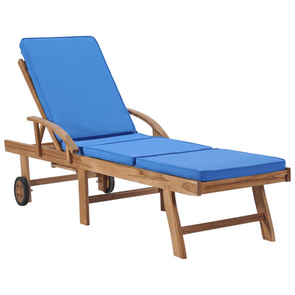 Lettini Prendisole con Cuscini 2 pz in Legno di Teak Blu - homemem39