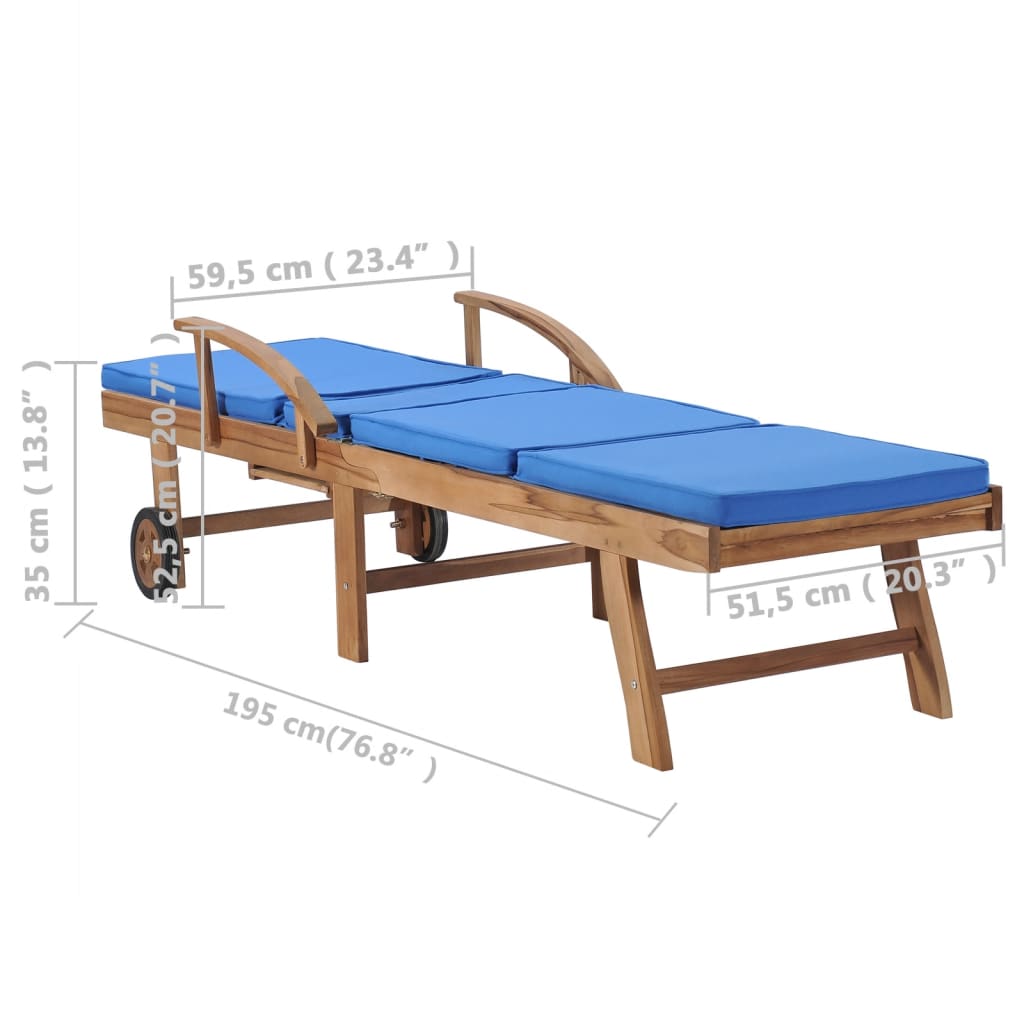 Lettini Prendisole con Cuscini 2 pz in Legno di Teak Blu - homemem39