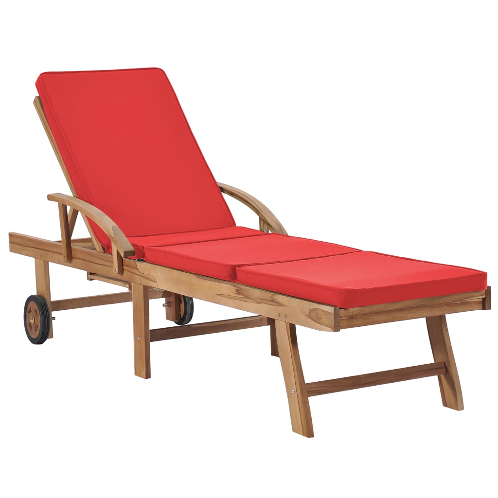 Lettini Prendisole con Cuscini 2 pz in Legno di Teak Rosso - homemem39