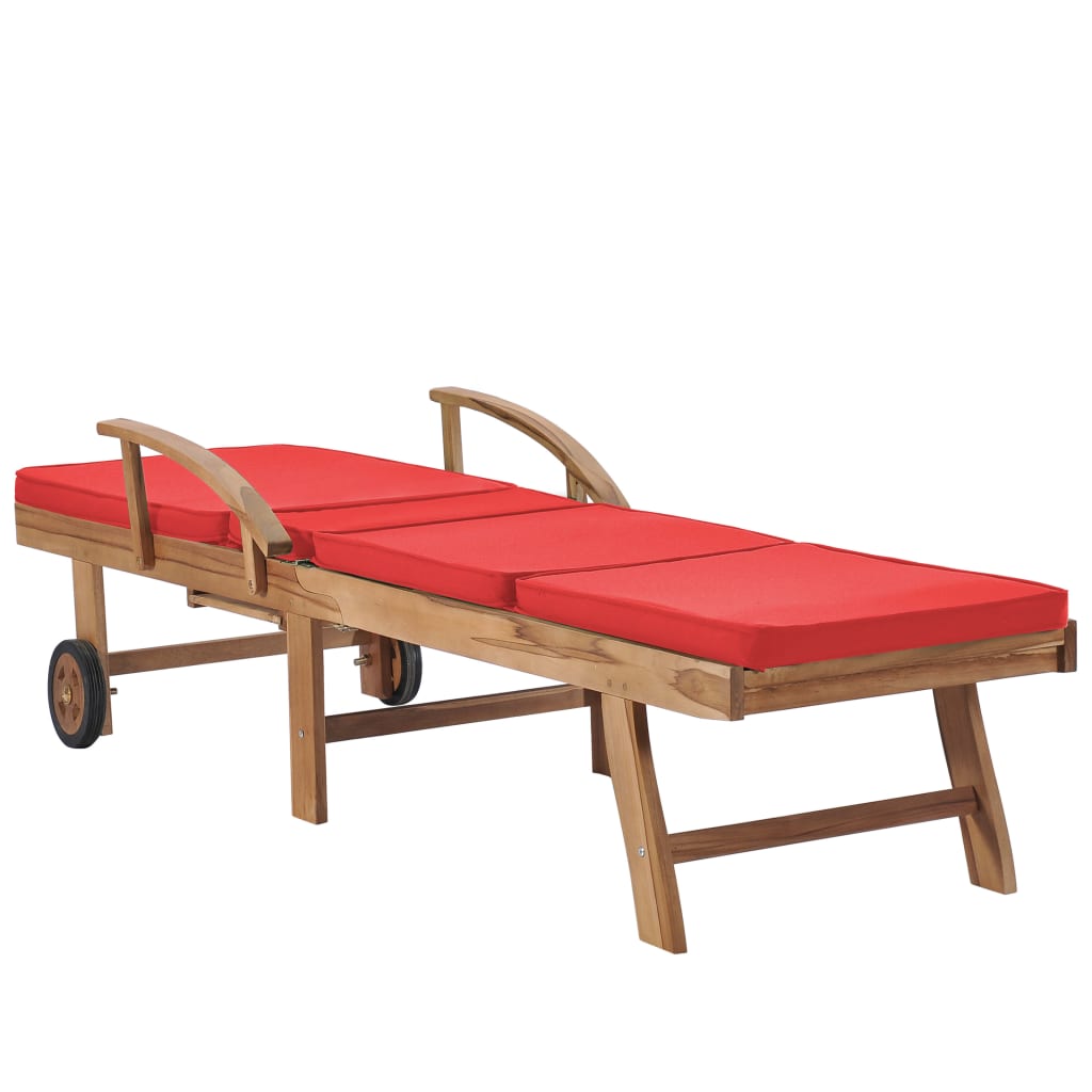 Lettini Prendisole con Cuscini 2 pz in Legno di Teak Rosso - homemem39