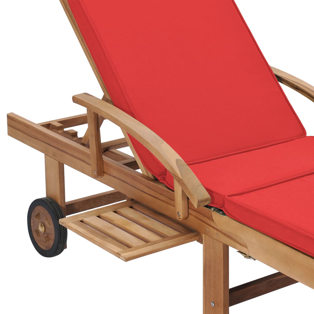 Lettini Prendisole con Cuscini 2 pz in Legno di Teak Rosso - homemem39