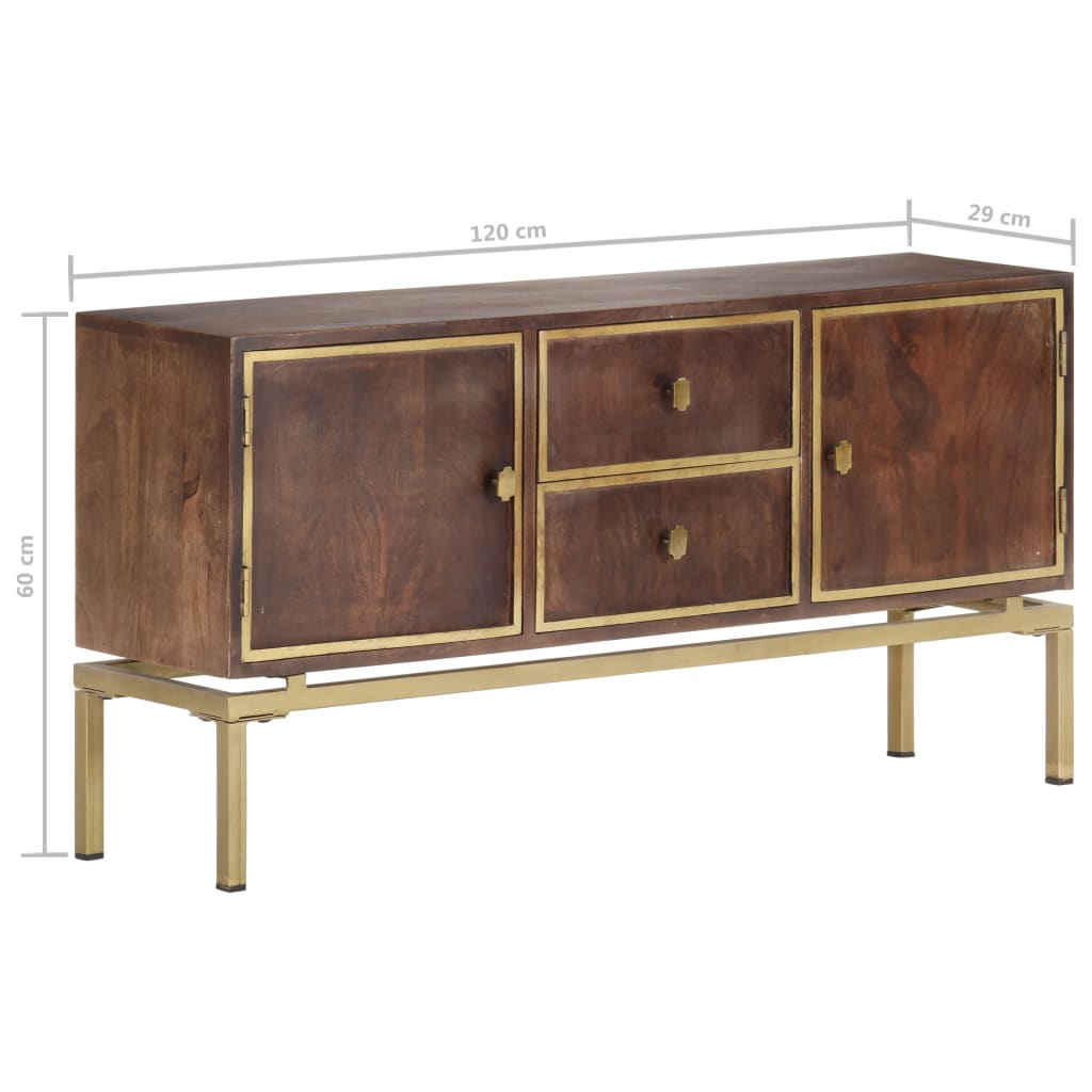 Credenza 120x29x60 cm in Legno Massello di Mango - homemem39