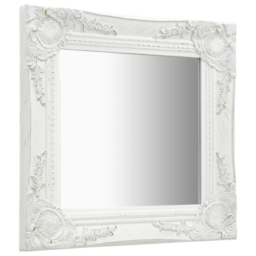 Specchio da Parete Stile Barocco 40x40 cm Bianco - homemem39