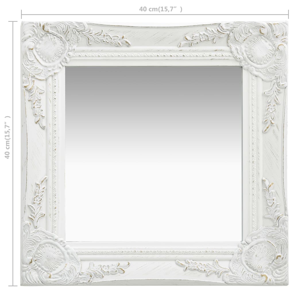Specchio da Parete Stile Barocco 40x40 cm Bianco - homemem39