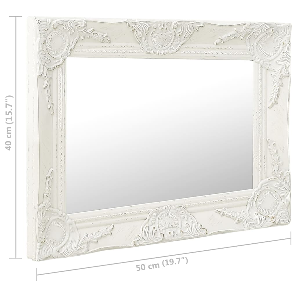 Specchio da Parete Stile Barocco 50x40 cm Bianco - homemem39