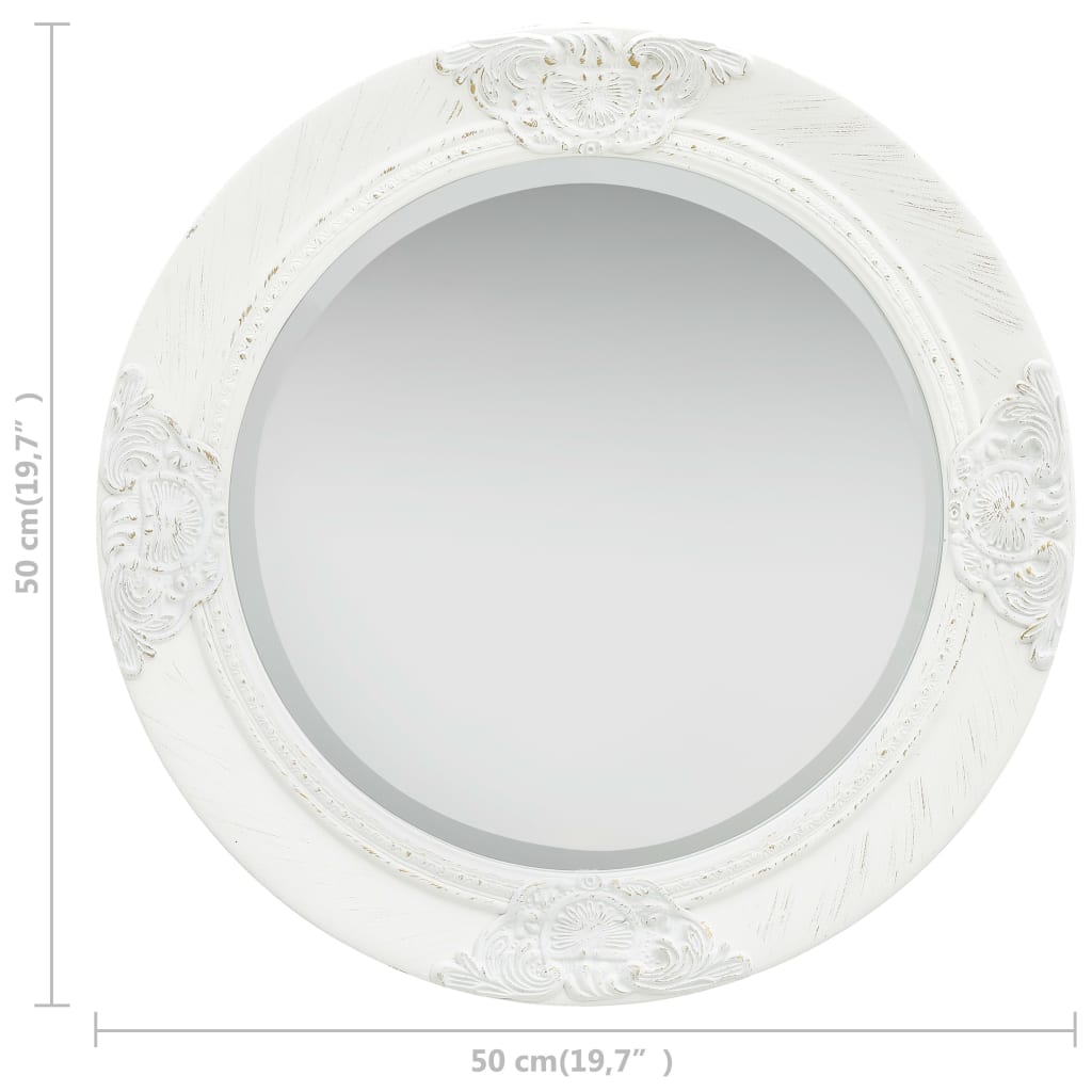 Specchio da Parete Stile Barocco 50 cm Bianco - homemem39