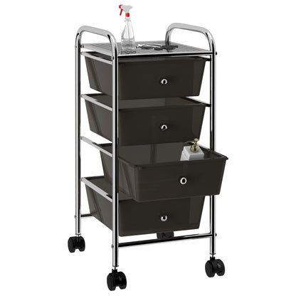 Carrello Portaoggetti Mobile con 4 Cassetti Nero in Plastica - homemem39