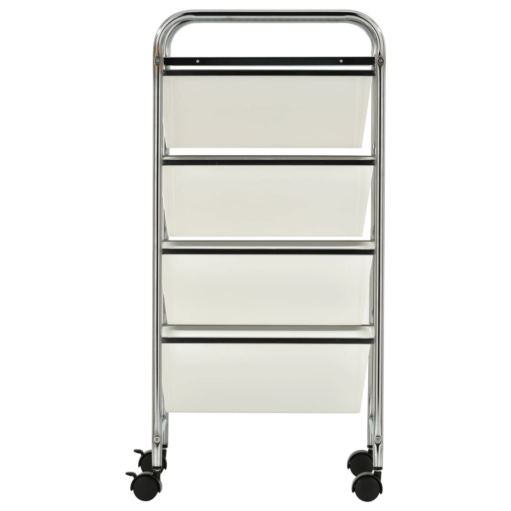 Carrello Portaoggetti Mobile con 4 Cassetti Bianco in Plastica - homemem39