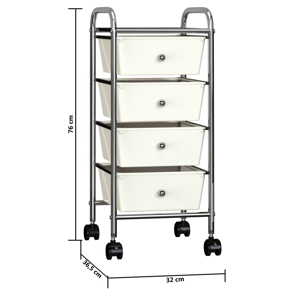 Carrello Portaoggetti Mobile con 4 Cassetti Bianco in Plastica - homemem39