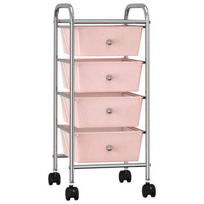 Carrello Portaoggetti Mobile con 4 Cassetti Rosa in Plastica - homemem39