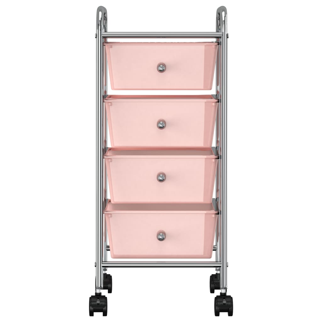 Carrello Portaoggetti Mobile con 4 Cassetti Rosa in Plastica - homemem39