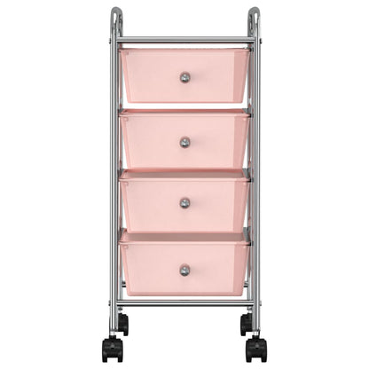 Carrello Portaoggetti Mobile con 4 Cassetti Rosa in Plastica - homemem39