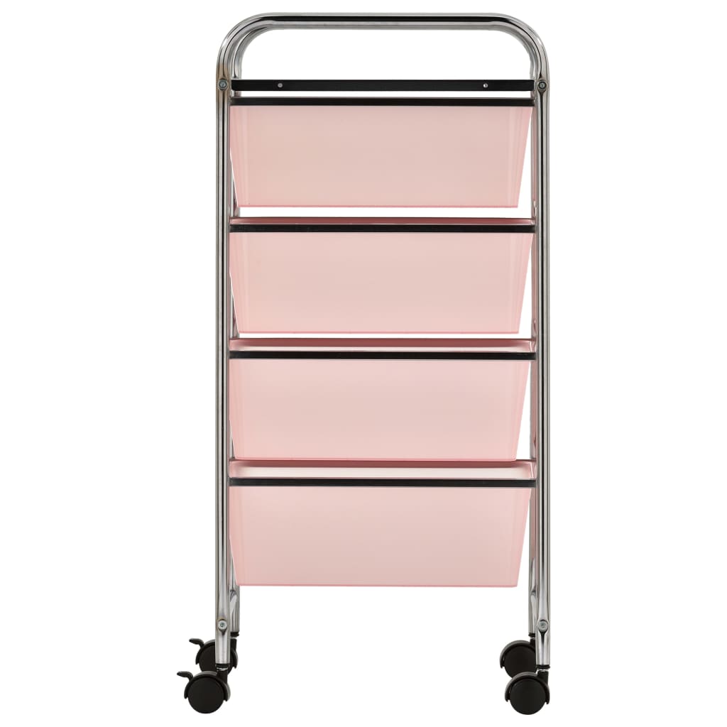 Carrello Portaoggetti Mobile con 4 Cassetti Rosa in Plastica - homemem39