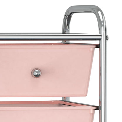 Carrello Portaoggetti Mobile con 4 Cassetti Rosa in Plastica - homemem39